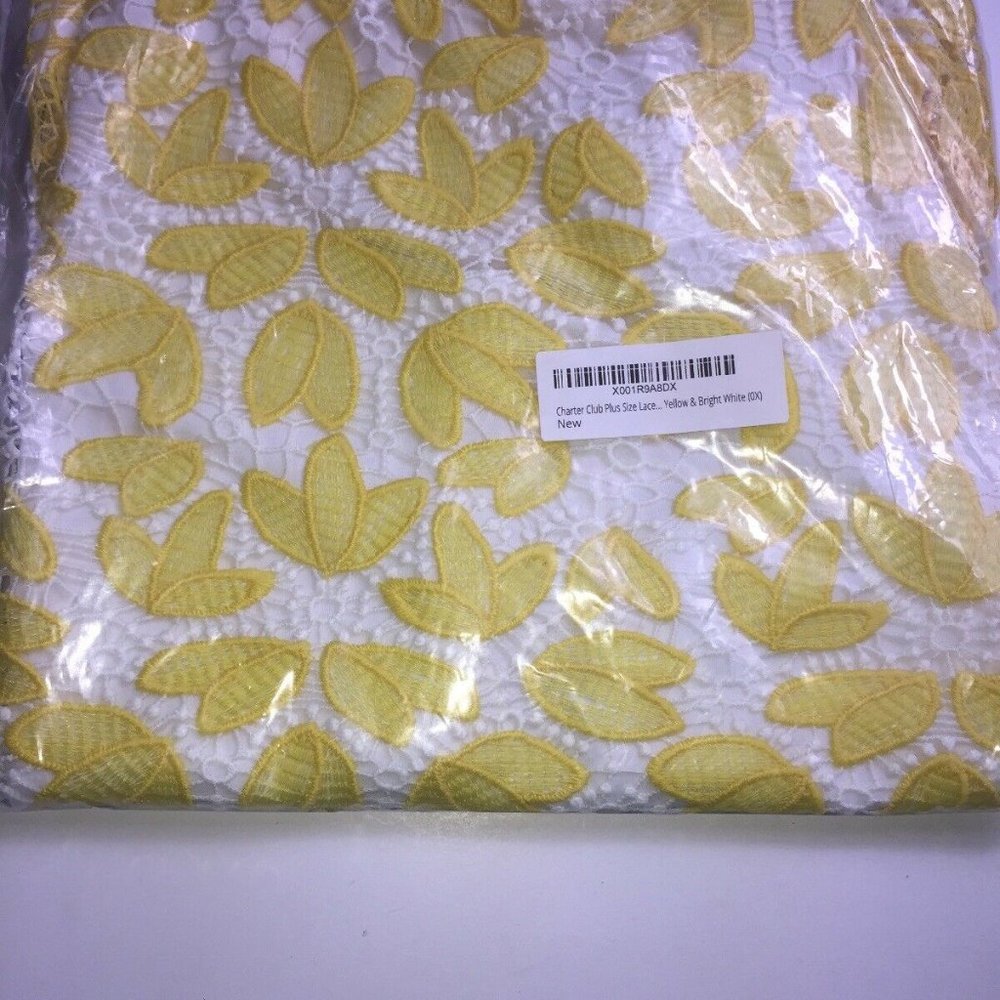Charter Club Women's 0X Plus Size Lace-Front Tank Blouse Yellow - Picture 3 of 6